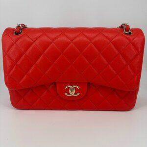 Chanel Red Medium Quilted Lambskin Flap Bag